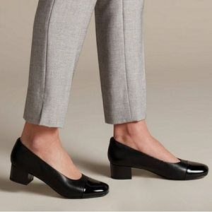 Clarks Patent Leather Cap Toe Chartli Diva Pumps